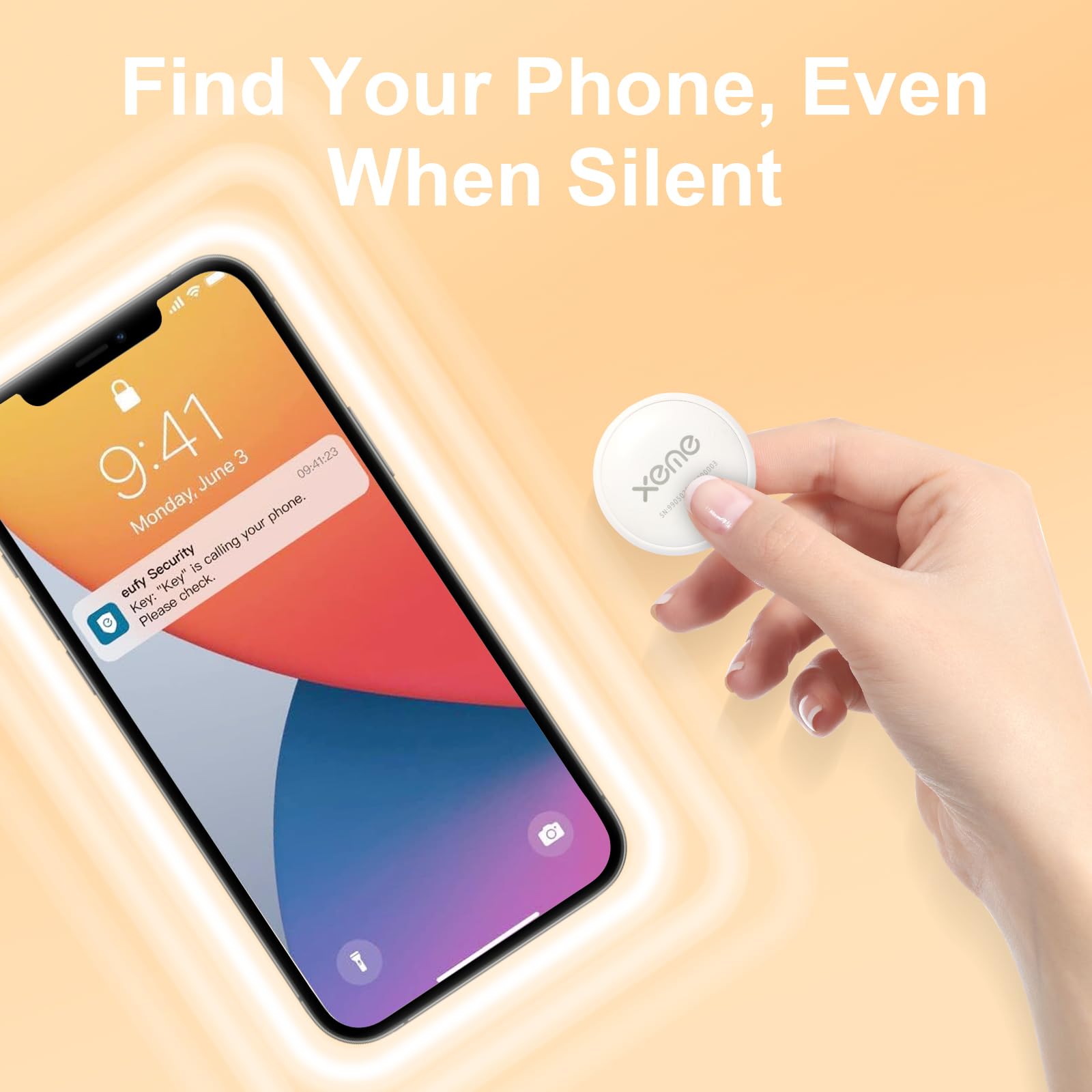 MFi Certified Bluetooth Tracker Tag, Apple Find My Compatible Item Locator, Waterproof IP67 Smart Key Finder with Replaceable Battery
