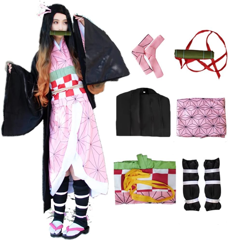 Pink Kimono Cosplay Outfit Set – Anime-Inspired Halloween Costume for Women 🎀✨