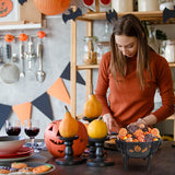 3-Pack Halloween Candy Bowls with Holders – Orange, Purple & Black Trick or Treat Set