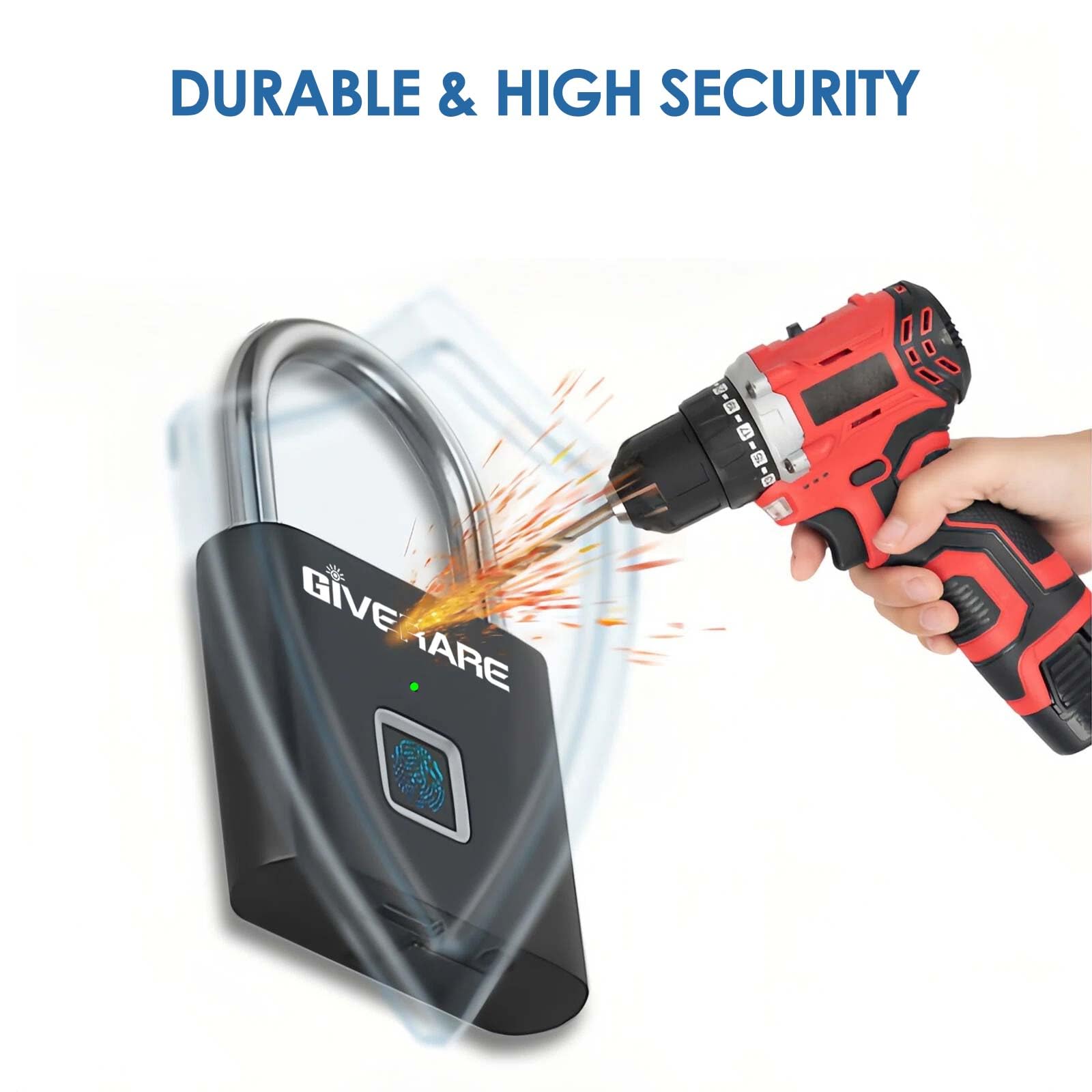 Rechargeable Fingerprint Smart Padlock, Keyless Biometric Security Lock with USB Charging for Gym, Luggage, Bike & Storage
