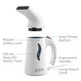 Portable Handheld Travel Garment Steamer with Fast Heat, Auto Shut-Off and Compact Wrinkle Remover System