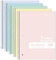 Assorted 5-Pack 3-Subject College Ruled Notebooks