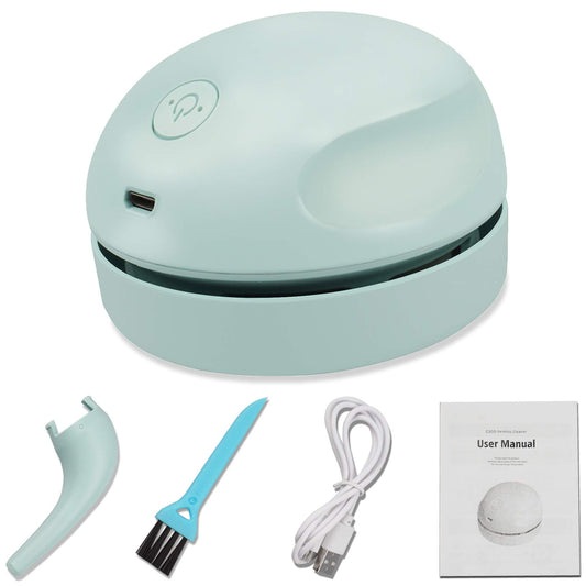 Portable USB Desktop Vacuum Cleaner Mini Table Dust Sweeper with Detachable Nozzle & Brush – Quiet Strong Suction Green