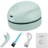 Portable USB Desktop Vacuum Cleaner Mini Table Dust Sweeper with Detachable Nozzle & Brush – Quiet Strong Suction Green