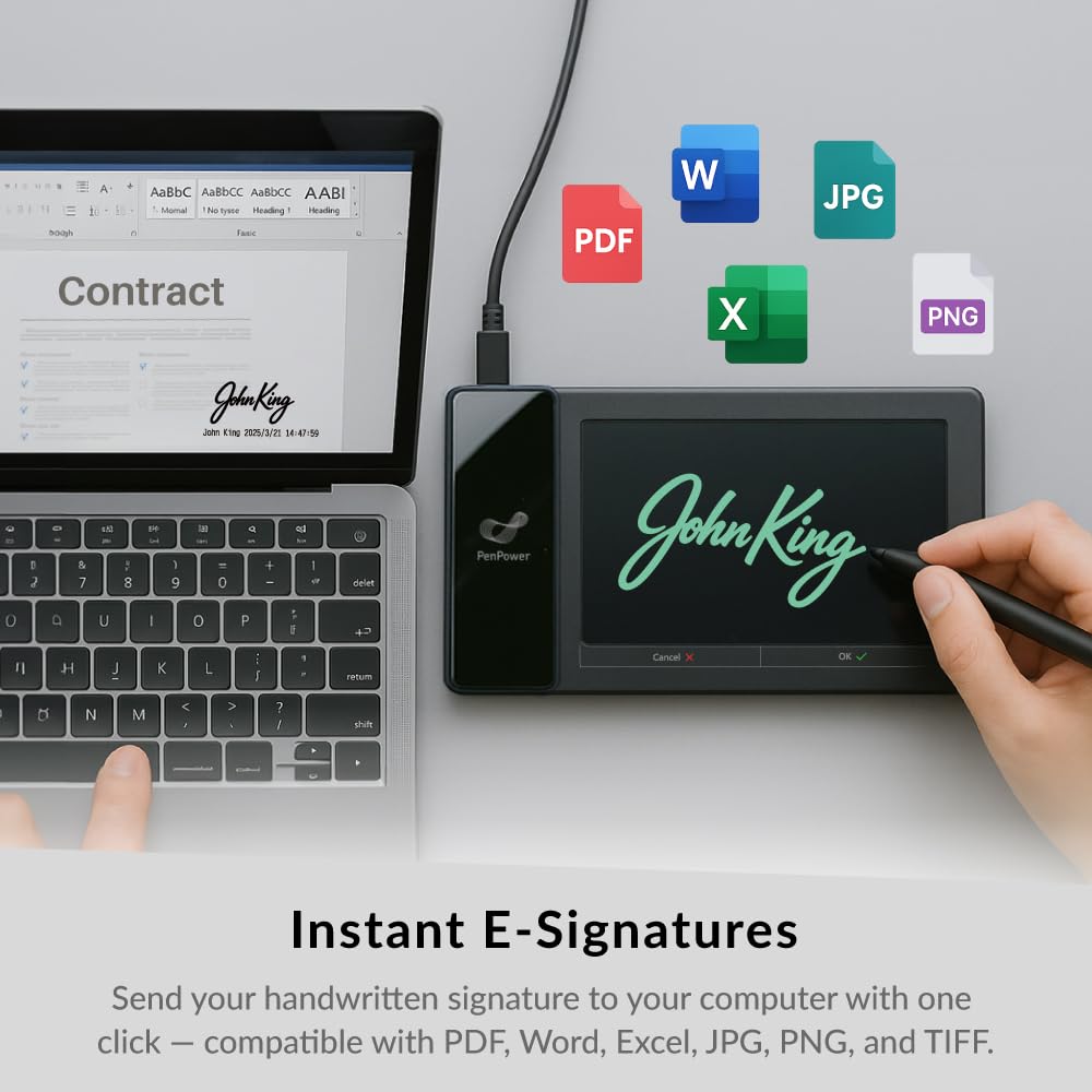PenPower ePaper SignPad – Professional Digital Signature Pad with Timestamp & Enterprise Integration (Black)