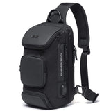 BANGE Waterproof Sling Bag with USB Charging Port – Lightweight Crossbody Chest Backpack for Men (Black)