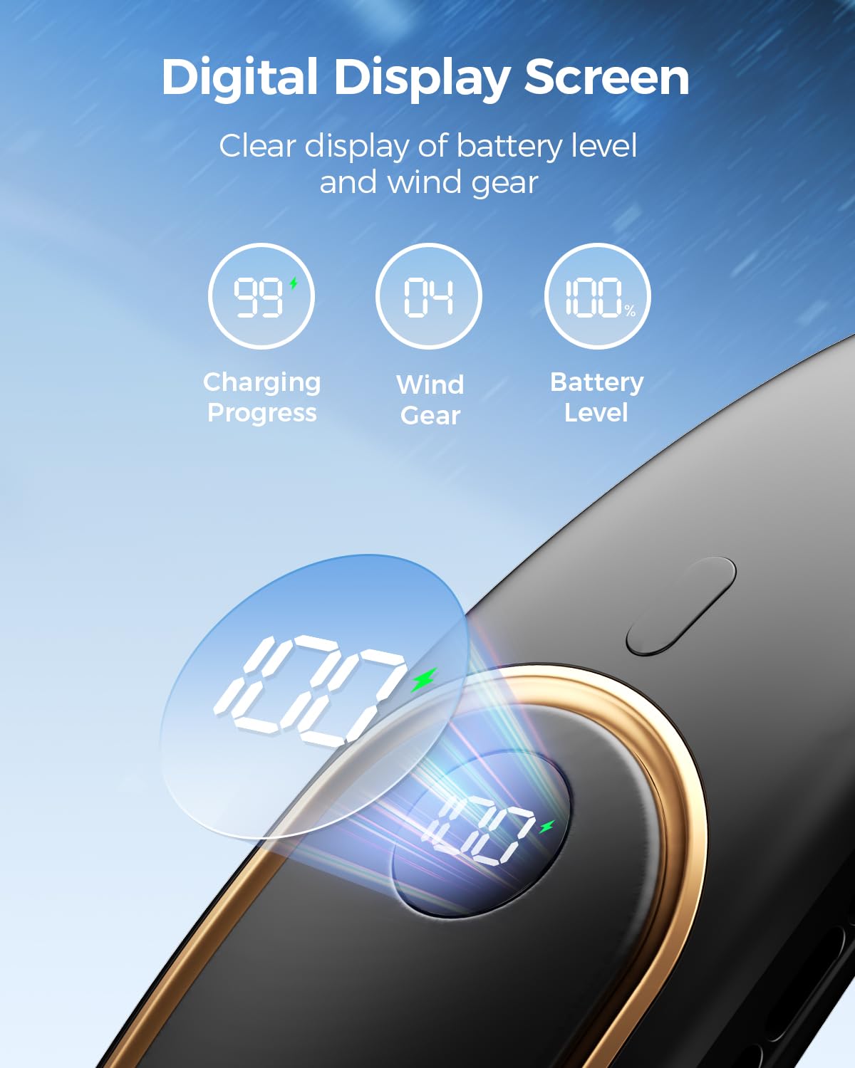 Rechargeable Neck Fan 5000mAh – Portable Hands-Free Bladeless Cooling Fan with LED Display & 4 Speeds