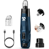 Casfuy N75 Professional Dog Nail Grinder with 6 Speed Control & Diamond Bit – Rechargeable Quiet Pet Nail Trimmer with LED Safety Lights (Dark Blue)