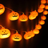 Pumpkin String Lights – 10FT 20 LED Battery Operated Halloween Lights (Steady & Flash Modes, Waterproof)