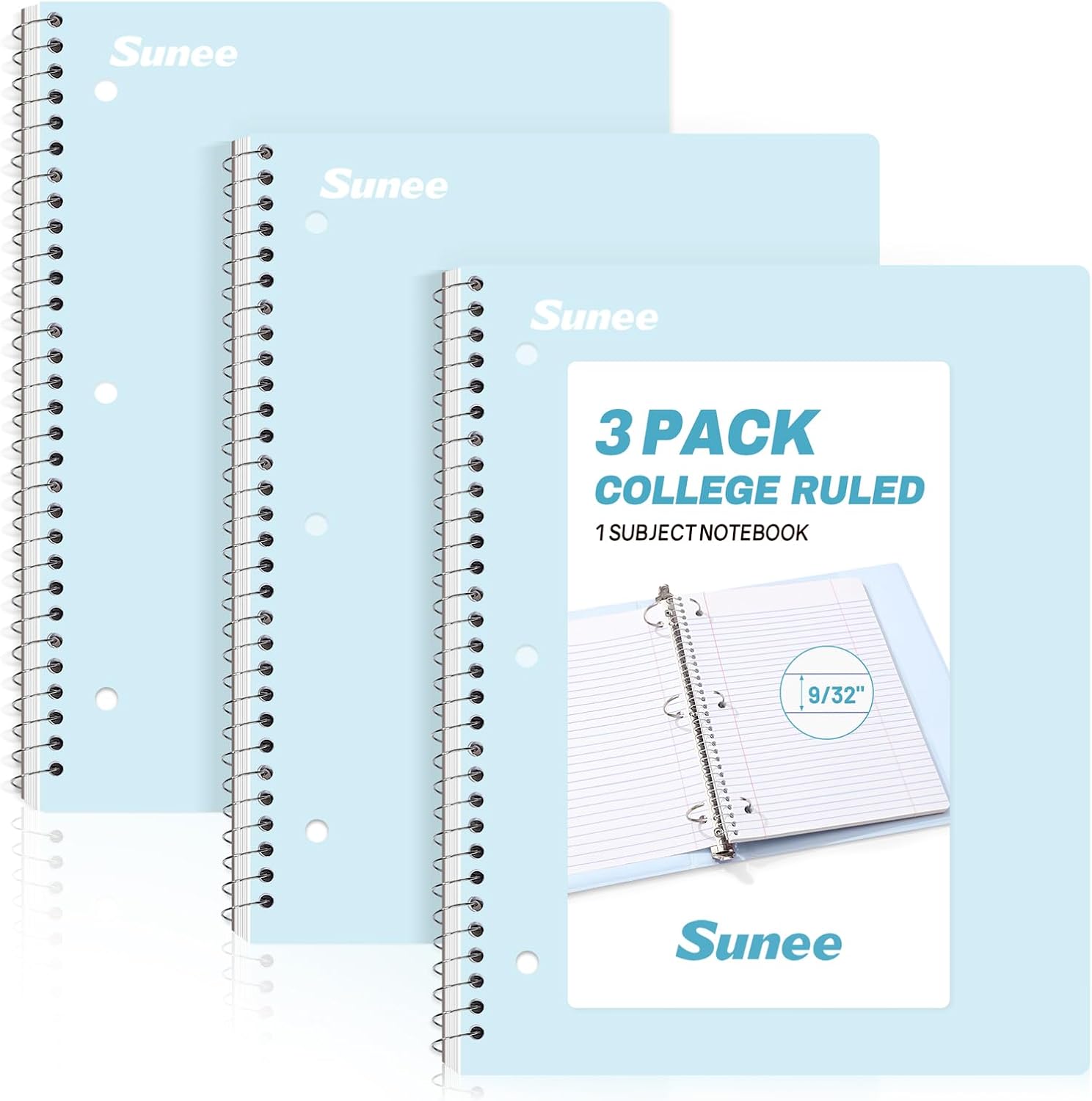 3-Pack Aesthetic College Ruled Spiral Notebooks