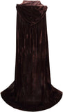 Brown Velvet Hooded Cloak for Adults – Full-Length Witch & Vampire Cape with Large Hood
