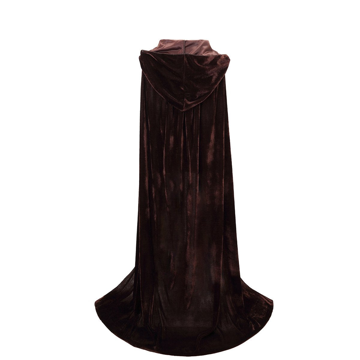 Brown Velvet Hooded Cloak for Adults – Full-Length Witch & Vampire Cape with Large Hood