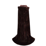 Brown Velvet Hooded Cloak for Adults – Full-Length Witch & Vampire Cape with Large Hood