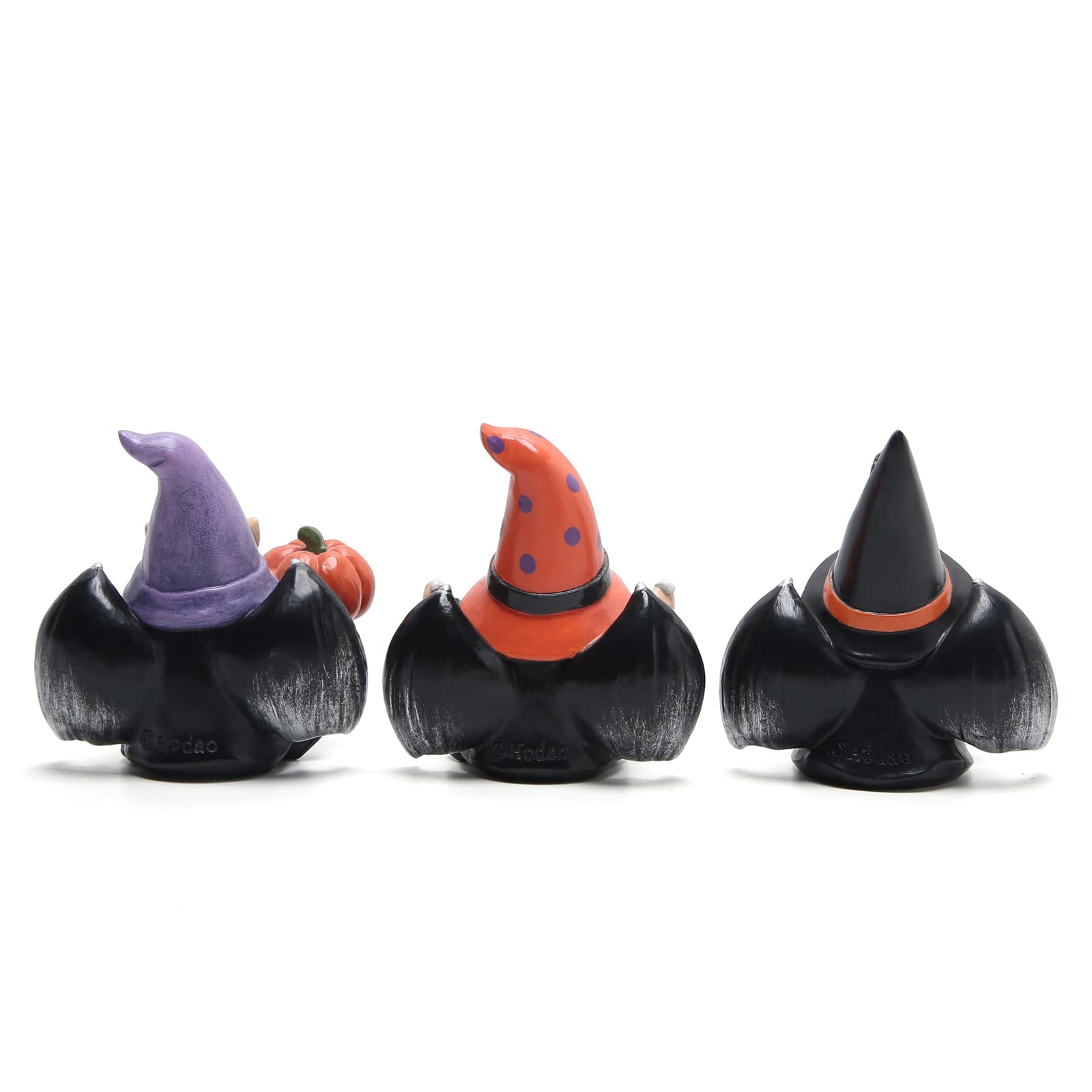 Black-Wing Halloween Gnomes – Handcrafted Resin Figures with Wings & Pumpkin Details for Festive Decor