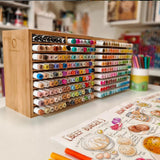 126-Marker Bamboo Desktop Organizer with 18 Compartments