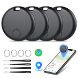Apple Find My Bluetooth Tracker 4-Pack, Smart Key Finder and Luggage Locator with IP67 Waterproof and Replaceable Battery
