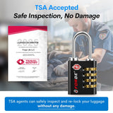 Forge TS-431 TSA Approved Luggage Lock with Key & 4-Digit Combination, Heavy Duty Zinc Alloy Travel Security Lock