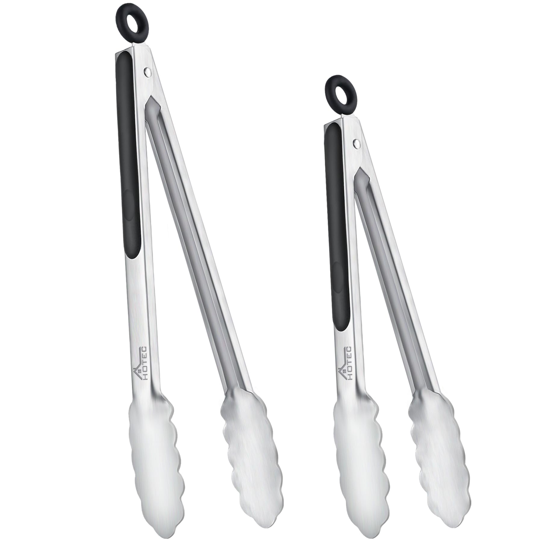 Stainless Steel Kitchen Tongs Set – 9” & 12” Heat Resistant Locking Cooking Tongs (2 Pack)