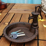 Rustic Style Cast Iron Vintage Water Pump Round Bird Feeder – Outdoor Decorative Garden Tray & Gift for Bird Lovers
