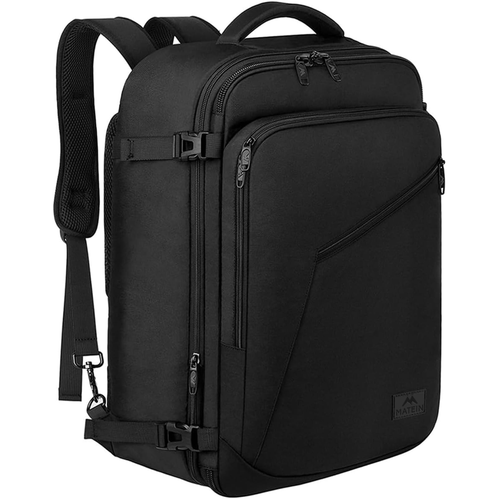 MATEIN 27L Expandable Carry-On Travel Backpack – Lightweight Convertible Business & Outdoor Daypack (Black)