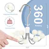 360° Rotating Hoodie Hanger with Wooden Balls – Space-Saving Multi-Hook Closet Organizer for Hoodies, Bags & Accessories