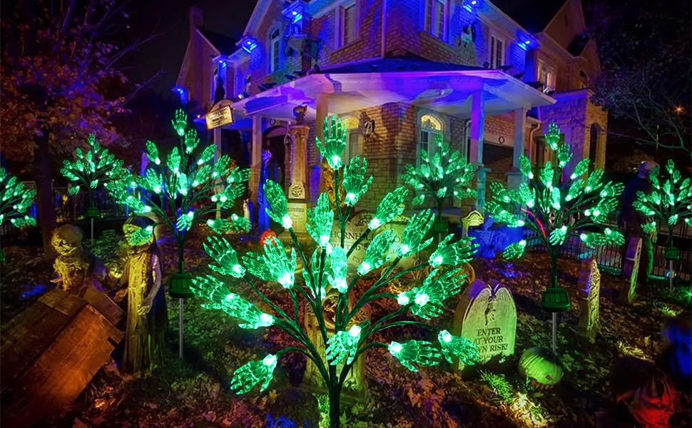 Green LED Halloween Decoration – Hanging Light-Up Prop for Haunted House, Lawn & Party Displays