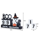 Halloween Countdown Wooden Block Decor – 99 Days to Halloween with Ghost, Cat & Pumpkin Ornaments