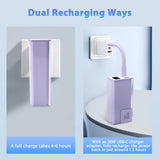 Miady 10000mAh Portable Charger PD 30W with Built-in USB-C Cable & Foldable Wall Plug, Compact Fast Charging Power Bank for iPhone & Android – Purple