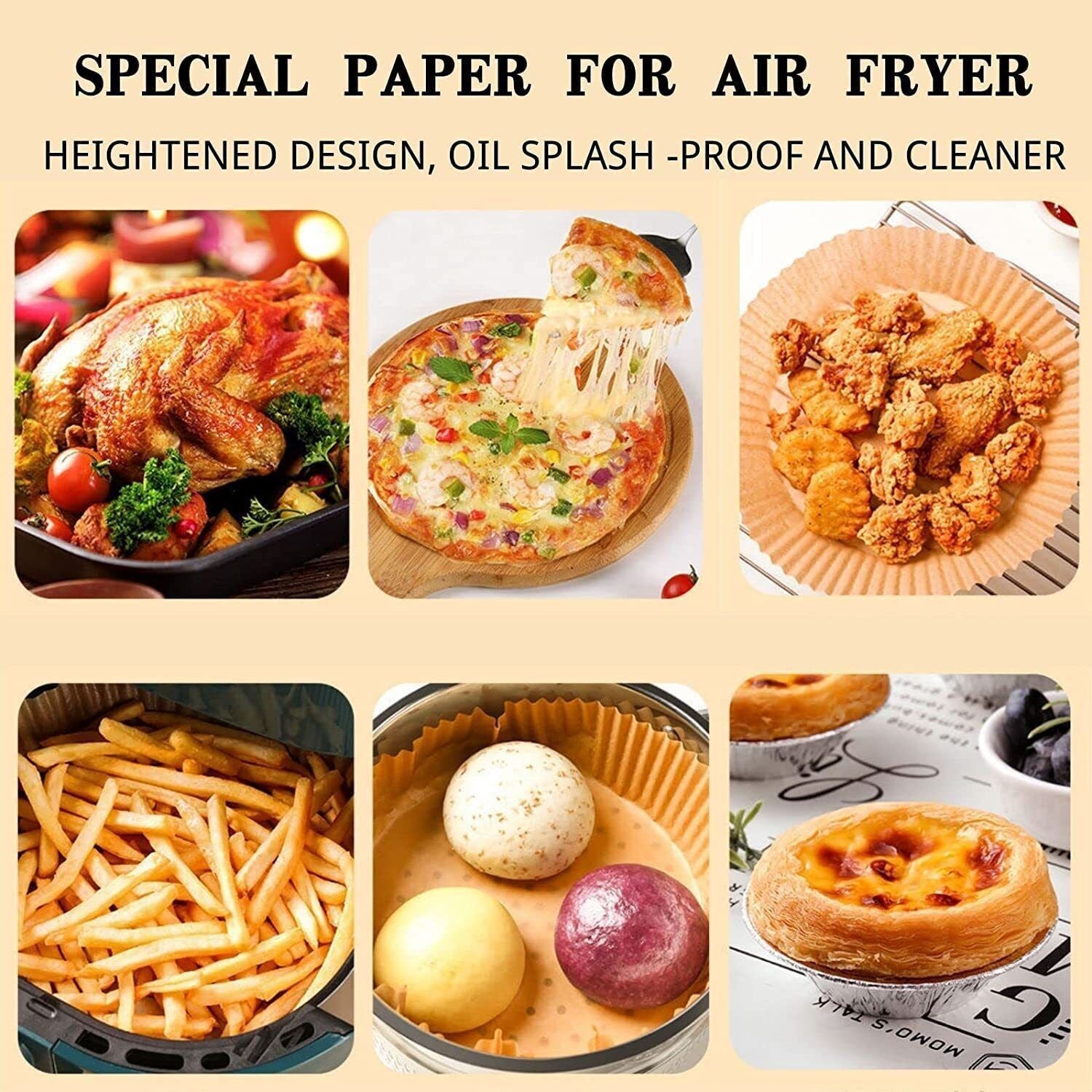 200-Pack Air Fryer Disposable Paper Liners – 6.3" Round, Non-Stick, Oil-Proof, Heat Resistant Parchment Papers