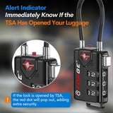 Forge TSA Approved Cable Luggage Locks 4 Pack, Durable 3 Digit Combination Travel Locks for Suitcases, Backpacks & Gym Bags