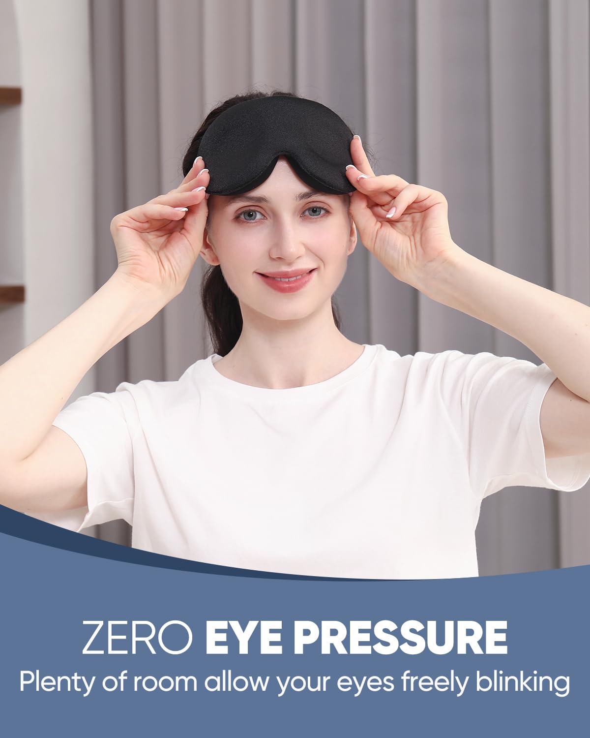 3D Contoured Sleep Mask for Travel – 100% Light Blocking Eye Mask for Side Sleepers with Memory Foam & Adjustable Strap