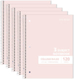 Assorted 5-Pack 3-Subject College Ruled Notebooks