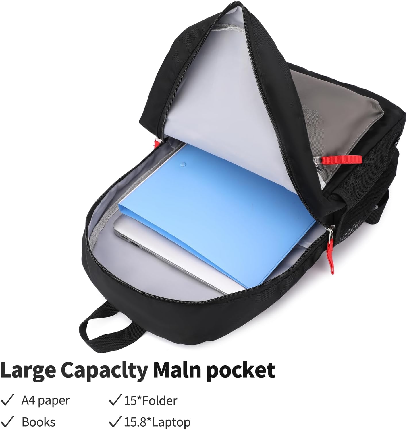 Black Grey Kids Backpack Set with Insulated Lunch Bag