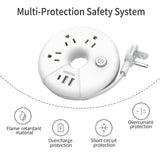 Compact Travel Power Strip with 3 Outlets & 3 USB Ports – Desktop Charging Station with 3ft Cord (White)