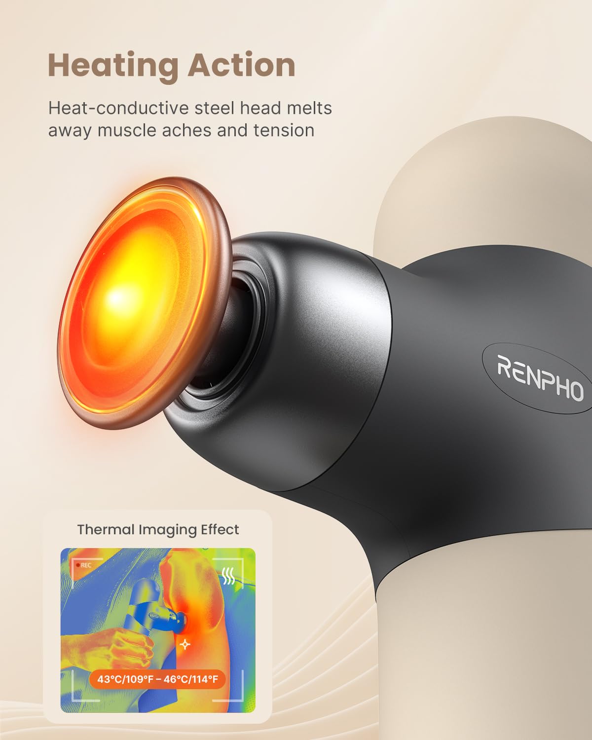 Mini Heated Massage Gun – Portable Deep Tissue Percussion Massager with Heat Therapy & 4 Intensity Levels