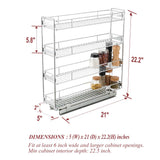 Ultra-Slim 4-Tier Pull-Out Cabinet Organizer – Vertical Spice & Storage Rack for Narrow Spaces (Silver)
