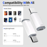 Lightning to USB-C Adapter 4 Pack Fast Charging & Data Sync Converter for iPhone 15/16/17 Pro Max, Samsung & Pixel – Aluminum Mini Connector