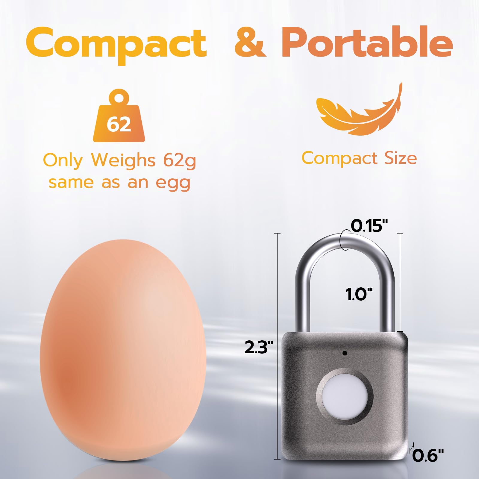 Portable Fingerprint Padlock USB Rechargeable Biometric Lock for Gym Locker, Luggage, Bike & Storage Security