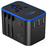 Universal Travel Power Adapter with USB-C & USB-A – Worldwide Plug Adapter for US, EU, UK, AU with 45W Fast Charging