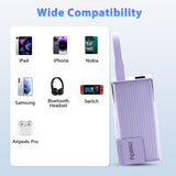 Miady 10000mAh Portable Charger PD 30W with Built-in USB-C Cable & Foldable Wall Plug, Compact Fast Charging Power Bank for iPhone & Android – Purple