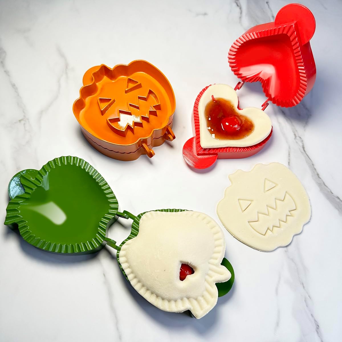 Halloween Dough Presser Pocket Pie Molds Set – 3-Piece Apple, Pumpkin & Acorn Shapes – BPA-Free Hand Pie & Cookie Cutters