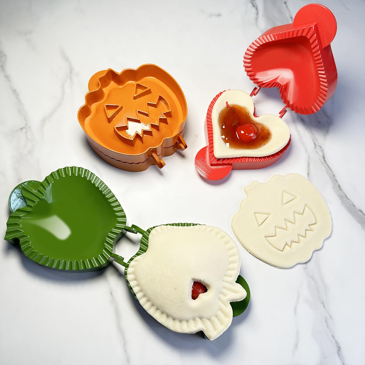Halloween Dough Presser Pocket Pie Molds Set – 3-Piece Apple, Pumpkin & Acorn Shapes – BPA-Free Hand Pie & Cookie Cutters