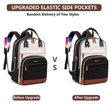 Women’s 15.6” Laptop Backpack with USB Charging Port – Large Waterproof Work & Travel Backpack with Anti-Theft Design (Beige/Black/Brown)