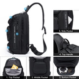 BANGE Waterproof Sling Bag with USB Charging Port – Lightweight Crossbody Chest Backpack for Men (Black)