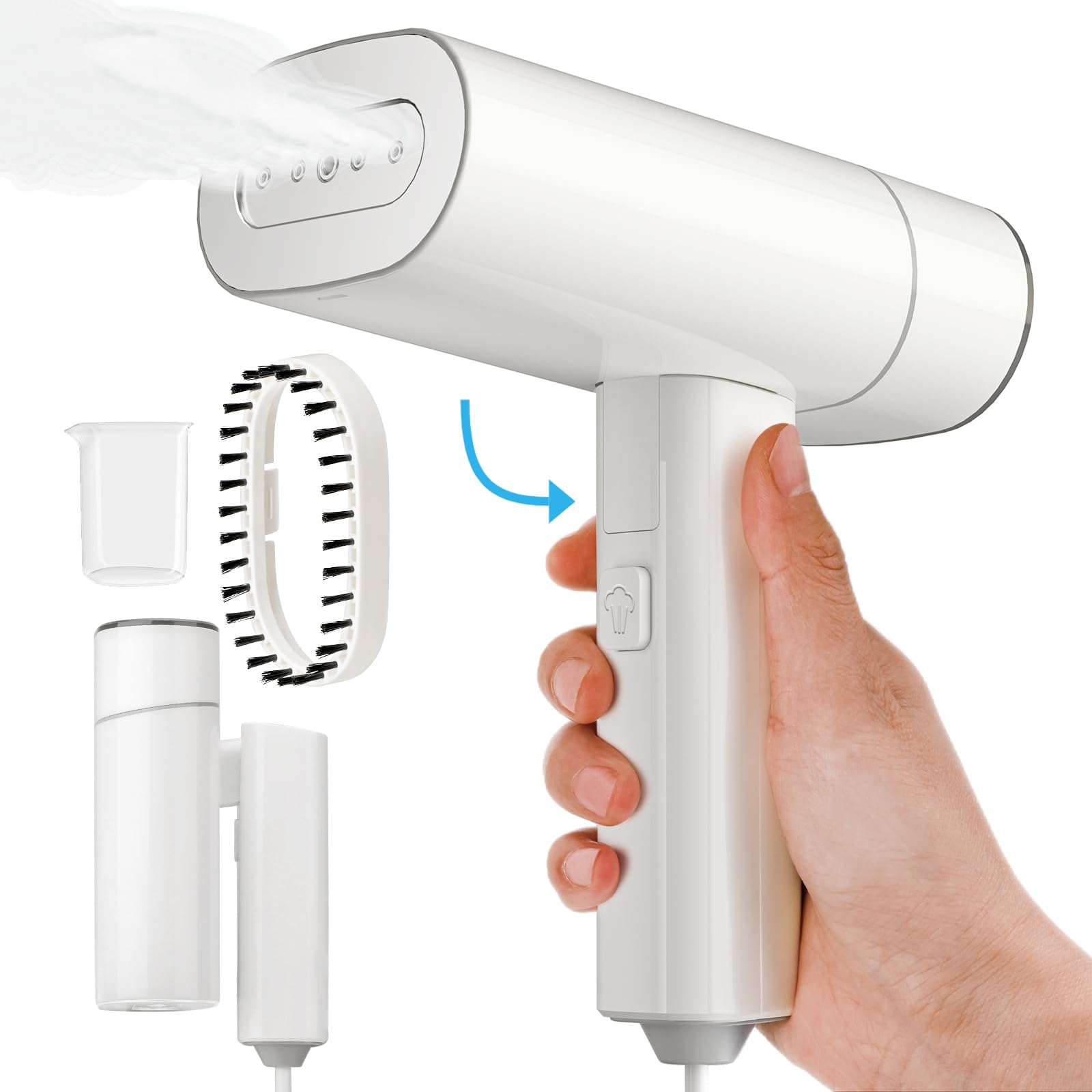 KEENSTAR Foldable Handheld Garment Steamer 1200W Fast Heat Portable Wrinkle Remover with Detachable Tank