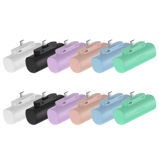 Miady 12 Pack Mini Portable Charger 5000mAh with Built-in USB-C Connector, Compact Plug-In Power Bank Fast Charging Battery Pack Set – Multi Color