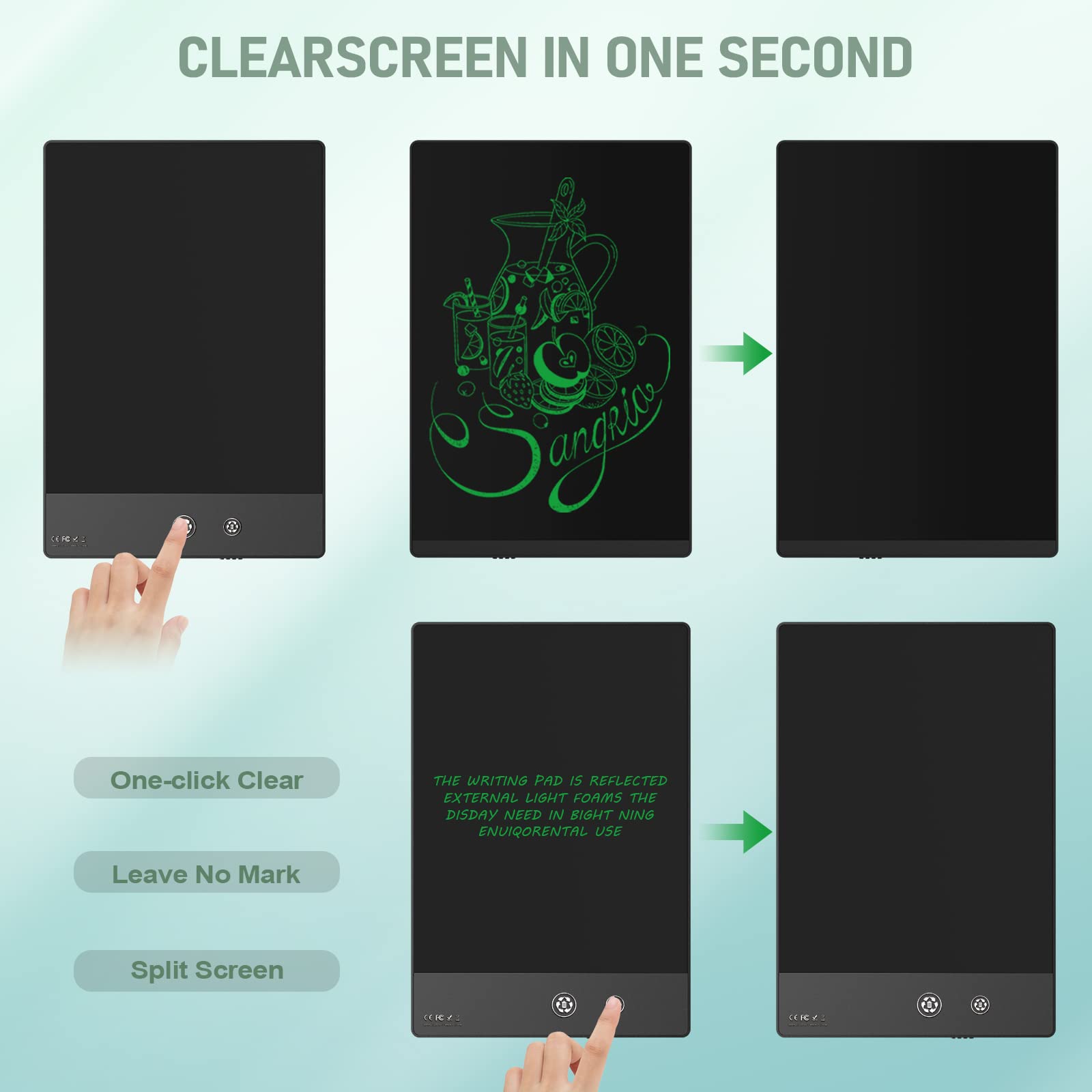 10.5” Double-Sided LCD Writing Tablet – Ultra Slim Reusable Digital Notepad (Black)