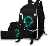 3-Piece Reflective School Backpack Set with Laptop Pocket