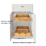 DINDON Oak Wood 2-Tier Pull-Out Cabinet Organizer – Dual-Level Slide-Out Storage Shelf for Kitchen Base Cabinets