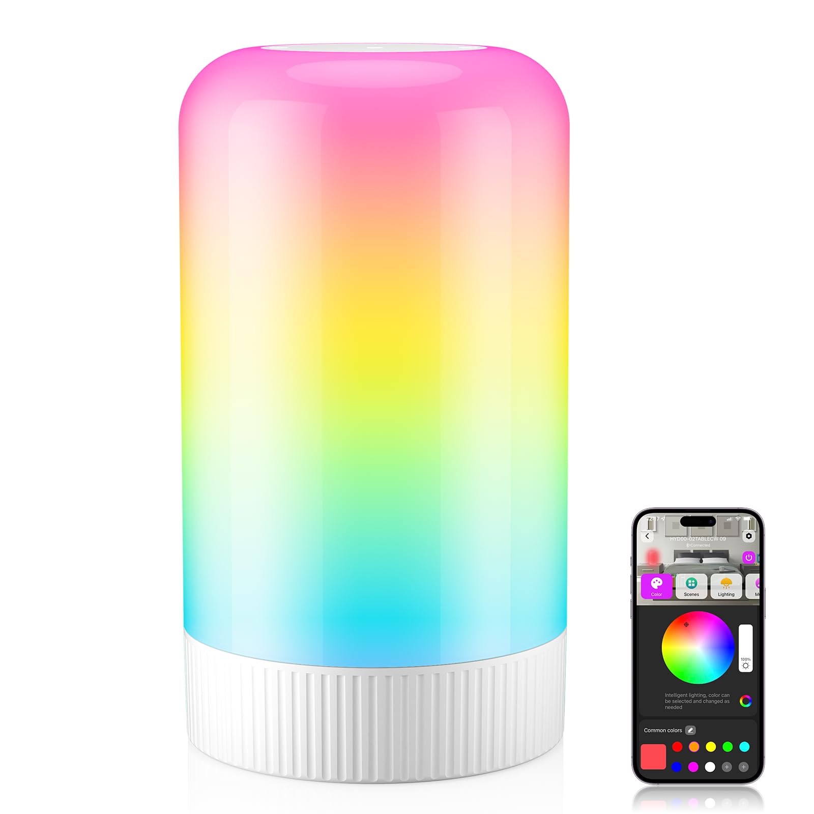 RGBICWW Smart Touch Table Lamp – 16M Colors, 500LM Dimmable Light with Music Sync & App Control